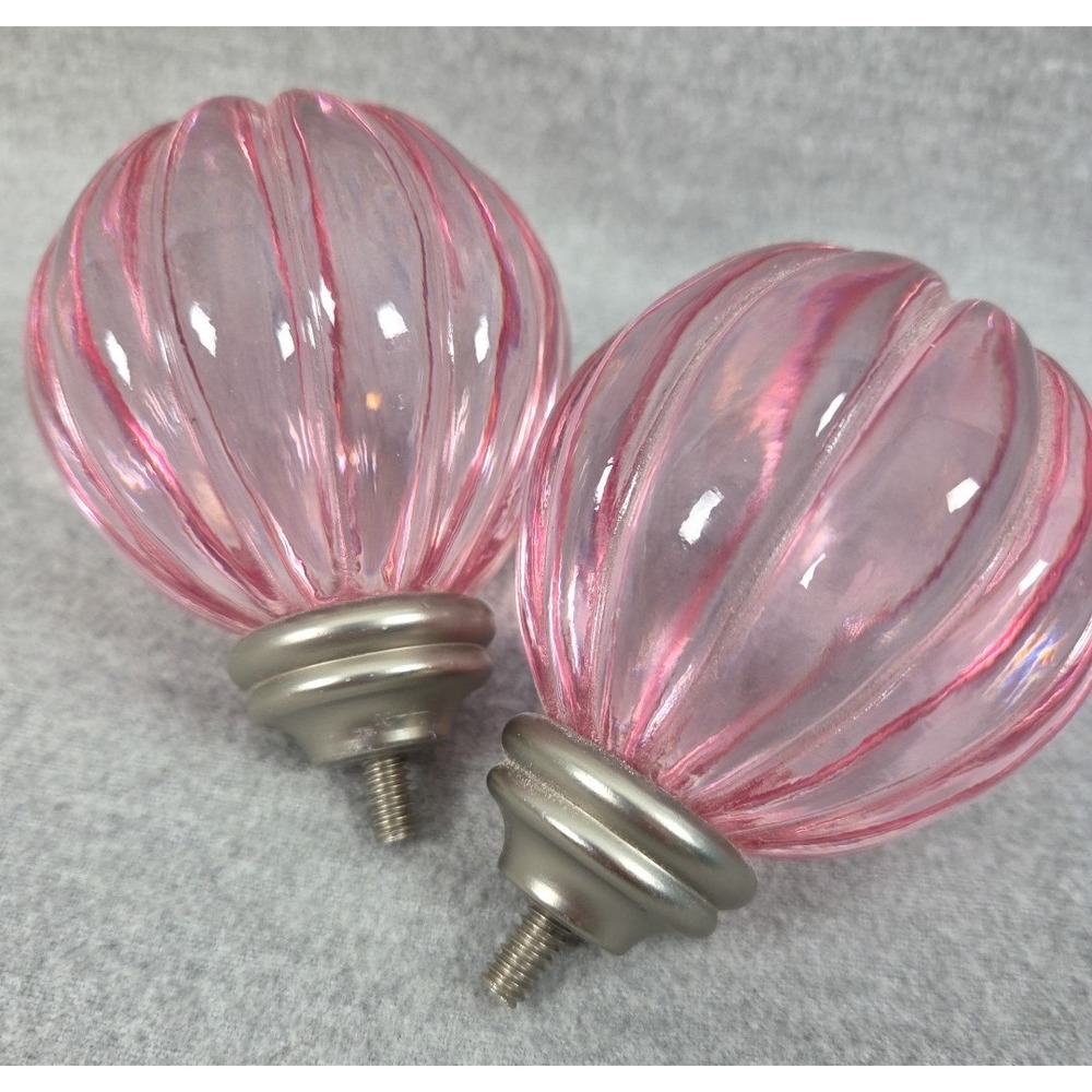 Pottery Barn Kids Pink Swirl Resin Curtain Rod Finials Set of 2 Fairy Princess